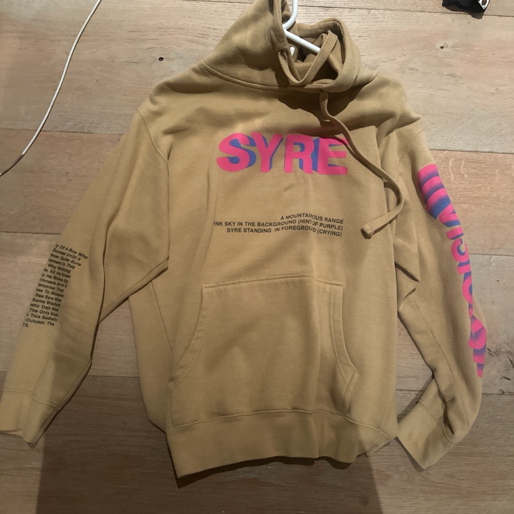 Syre Tan Hoodie with Pink Accents Size M